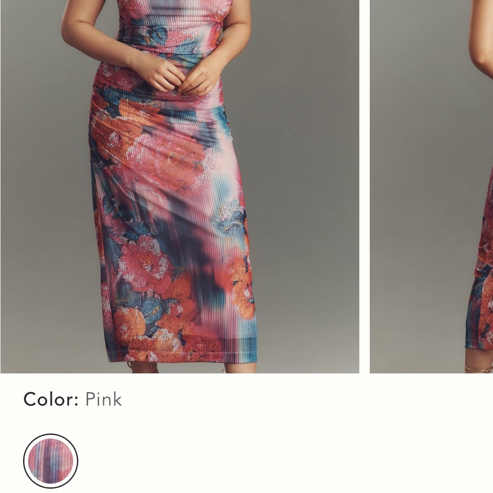Anthropologie Strapless Floral Dress - Pink and Blue size extra small NWT - Picture 5 of 8